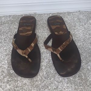 Stuart Weitzman Amore Rum Tiger Flip Flops!